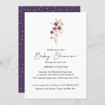 Minimalistische Wildblume Lila Babydusche