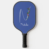 Minimalistische Wildblume monogramm blau Pickleball Schläger (Vorderseite)