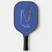 Minimalistische Wildblume monogramm blau Pickleball Schläger (Rückseite)