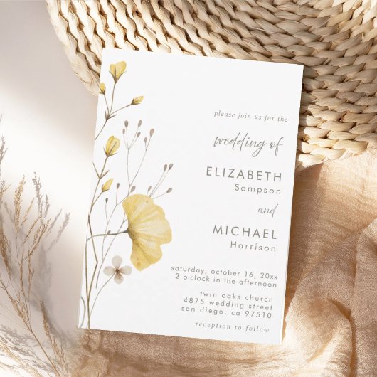 Minimalistische Wildblume - neutrale Einladung