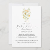 Minimalistische Wildblume Orange Babydusche Einladung (Vorderseite)