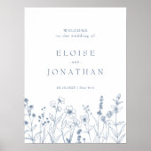 Minimalistische Wildblume Periwinkle Hochzeit Begr Poster (Vorne)