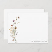 Minimalistische Wildblume Personalisiert Name Stat Mitteilungskarte (Vorne/Hinten)