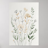 Minimalistische Wildblume Sketch - Neutral Botanis Poster (Vorne)