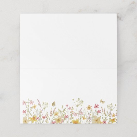 Minimalistische Wildblume Sommerschmetterling Platzkarte (Außenseite Aufgefaltet)