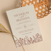Minimalistische Wildblume Terracotta Wedding Foto Einladung