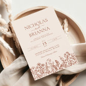 Minimalistische Wildblume Terracotta Wedding Monog Einladung