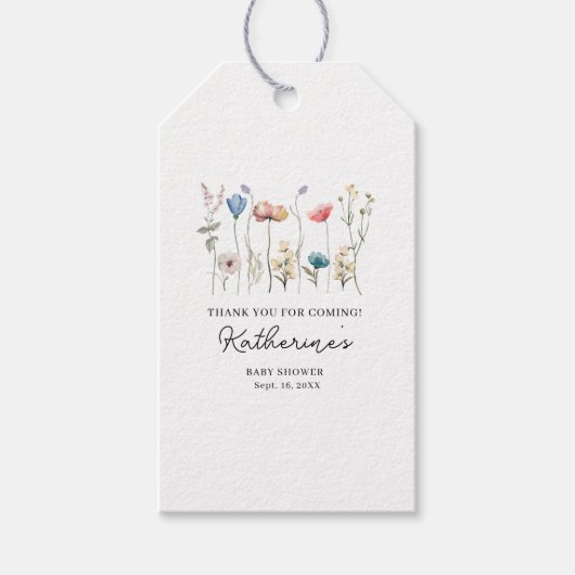 Minimalistische Wildblume Vielen Dank Geschenkanhänger (Vorderseite)