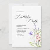 Minimalistische Wildblume Wasserfarbene Erwachsene Einladung (Vorderseite)