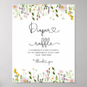 Minimalistische Wildblume-Windeln Tombola-Kinderdu Poster (Vorne)