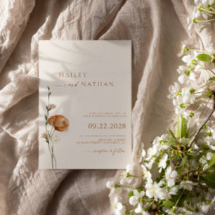 Minimalistische Wildblumen Boho-Hochzeit Einladung