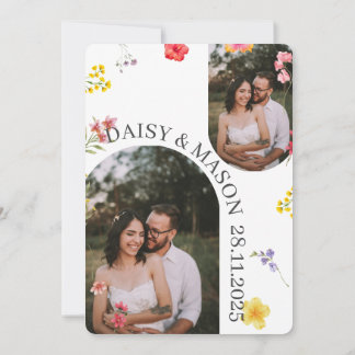 Minimalistische Wildblumen-Botanical-Hochzeit mit Einladung