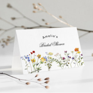 Minimalistische Wildblumen-Brautparty Dankeskarte
