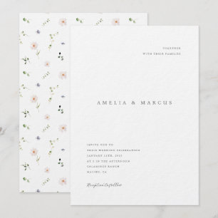 Minimalistische Wildblumen Einladung zur Hochzeit