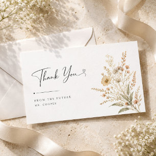 Minimalistische Wildblumen-Hochzeit Danke Karte.
