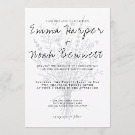 Minimalistische Wildblumen-Hochzeitseinladungsvorl Einladung