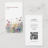Minimalistische Wildblumen Moderne Wasserfarben Visitenkarte (Vorne/Hinten)