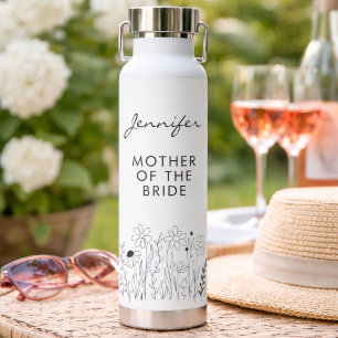 Minimalistische Wildblumen-Mutter-der-Braut- Trinkflasche