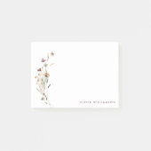 Minimalistische Wildblumen-Personalisierte Namens- Post-it Klebezettel (Vorderseite)