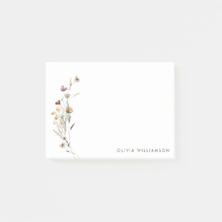 Minimalistische Wildblumen-Personalisierte Namens- Post-it Klebezettel