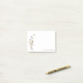 Minimalistische Wildblumen-Personalisierte Namens- Post-it Klebezettel (Auf Schreibtisch)