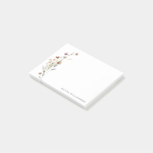 Minimalistische Wildblumen personalisierte Namensk Post-it Klebezettel
