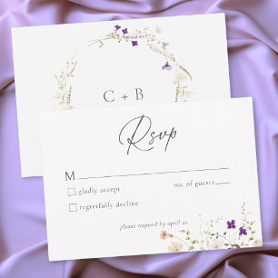 Minimalistische Wildblumen Romantische Botanische  RSVP Karte