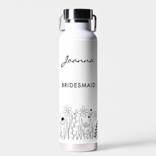 Minimalistische Wildblumen Süße Brautjungfer Trinkflasche
