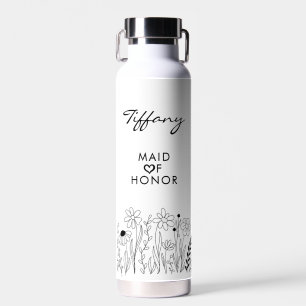 Minimalistische Wildblumen Süße Trauzeugin Trinkflasche
