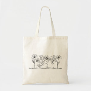 Minimalistische Wildblumen-Tasche Tragetasche