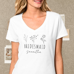 Minimalistische Wilde Blume Custom Bridesmaid Gesc T-Shirt