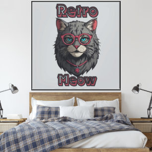 Minimalistische Wildgrau-Katze-Anime-Illustration Leinwanddruck