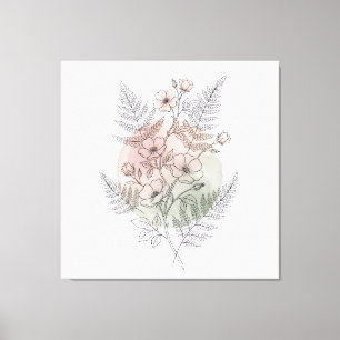 Minimalistische Wildrosen-Linienkunst Botanisches Leinwanddruck
