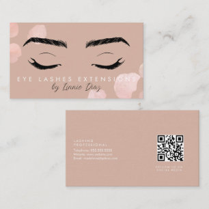 Minimalistische Wimpernverlängerungssalon Rosa B Visitenkarte