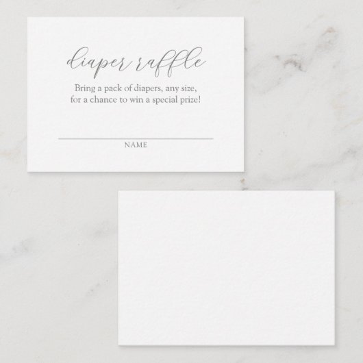 Minimalistische Windeln Raffle Ticket Babydusche Begleitkarte (Vorne/Hinten)