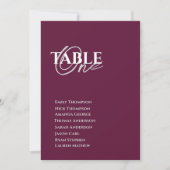 Minimalistische Wine Color Wedding Table Chart (Vorderseite)