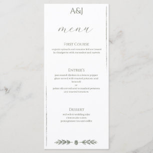 Minimalistische Winter-Hochzeitsempfangs-Menükarte