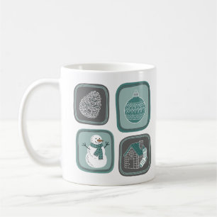 Minimalistische Winter Icons, Moderner Schneemann  Kaffeetasse