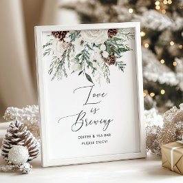 Minimalistische Winter immergrüne Liebe braut Poster