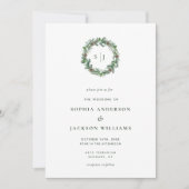 Minimalistische Winter-Monogram-Kämpfe Einladung (Vorderseite)