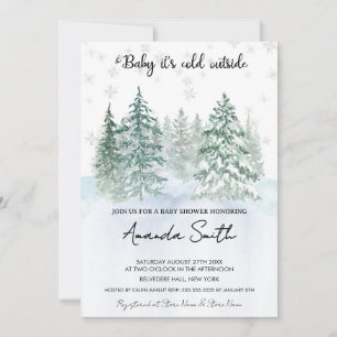 Minimalistische Winter-Schnee-Baby-Party Einladung