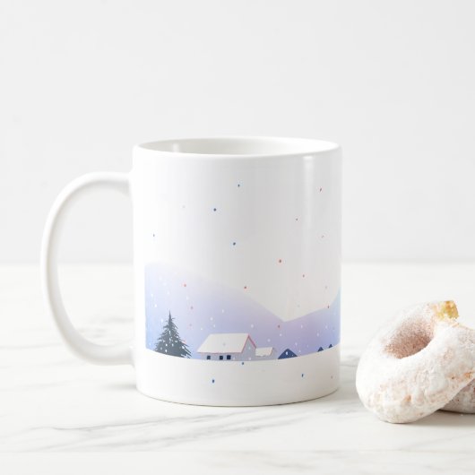 Minimalistische Winterlandschaft Kaffeetasse (Mit Donut)