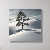 Minimalistische Winterlandschaft mit einsamen Kief Leinwanddruck (Vorderseite)