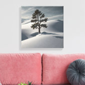 Minimalistische Winterlandschaft mit einsamen Kief Leinwanddruck (Insitu (Wohnzimmer))