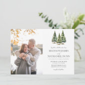 Minimalistische Winterschnee Pine Trees Picture We Einladung (Stehend Vorderseite)