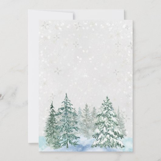 Minimalistische Winterschneedusche Einladung (Rückseite)