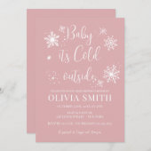 Minimalistische Winterschneeflocken Girl Babydusch Einladung (Vorne/Hinten)