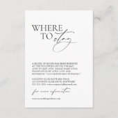 Minimalistische "Wohin Bleibe" Hochzeitsunterkunft Begleitkarte (Vorderseite)