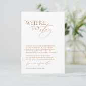 Minimalistische "Wohin Bleibe" Hochzeitsunterkunft Begleitkarte (Stehend Vorderseite)