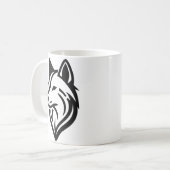 Minimalistische Wolf Face-Silhouette Kaffeetasse (Vorderseite Links)